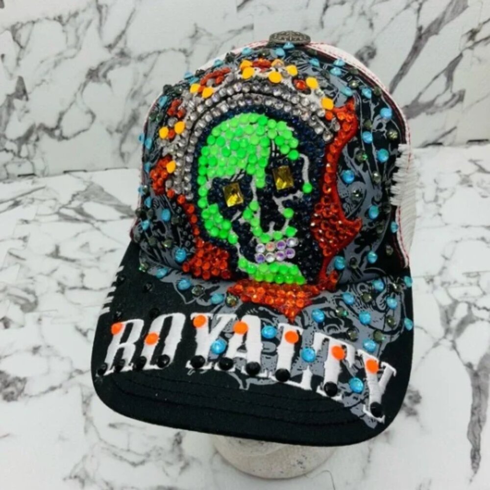 Men’s Royalty Skull Trucker Hat by Rebel Spirit NWT